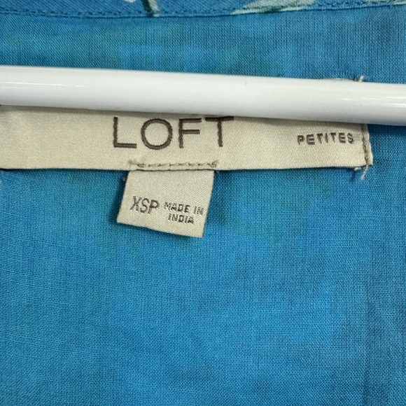 LOFT Size XSP Blue Double Layer Floral Top Ruffle Sleeveless Romantic Cottage - Picture 3 of 7